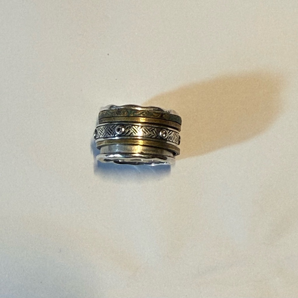Silpada Sterling Silver and Brass Isabella Spinner Ring Size 7